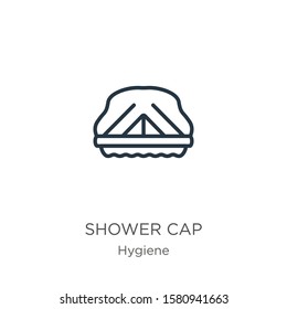 Shower Cap Icon. Thin Linear Shower Cap Outline Icon Isolated On White Background From Hygiene Collection. Line Vector Sign, Symbol For Web And Mobile