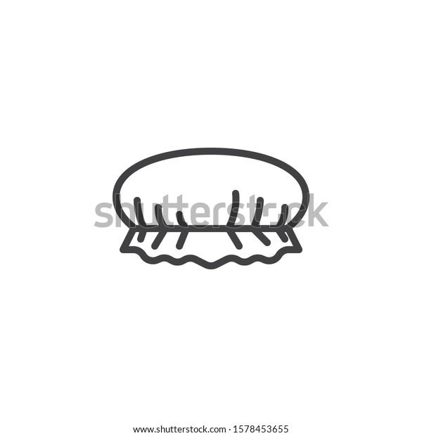 Shower cap line icon. linear style sign\
for mobile concept and web design. Hair wash cap outline vector\
icon. Symbol, logo illustration. Vector\
graphics
