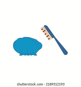 Shower Cap, Washcloth, Brush Icon,vector, Illustration.