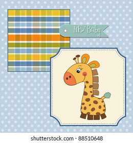 shower card with giraffe toy