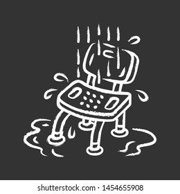 Shower chair chalk icon. Device for physically disabled people. Paralyzed patient personal hygiene equipment. Hospital bathroom, shower room item. Isolated vector chalkboard illustration