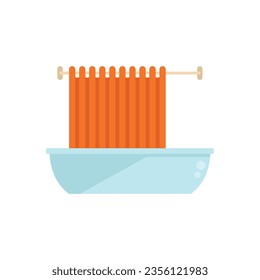 Icono de diseño de cortina de ducha vector plano. Cuarto de baño. Moderado en el agua