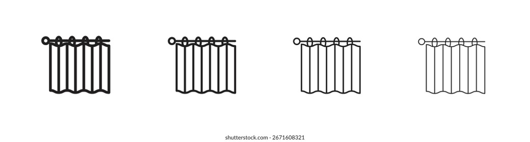 Icono de cortina de ducha, Ilustración vectorial de diseño de línea. Trazos editables.