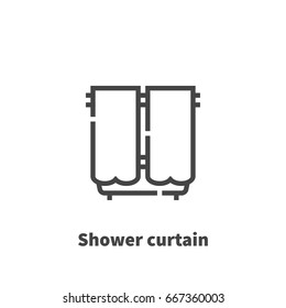 Shower curtain icon, vector symbol in line style isolated on white background. Editable stroke 48x48 pixel perfect.