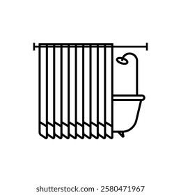 Shower curtain outline icon isolated on transparent background flat vector illustration. EPS 10	
