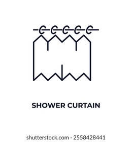 shower curtain  outline icon. Linear vector from furniture concept. Thin line shower curtain  icon isolated on white background