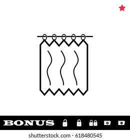 Shower Curtains icon flat. Black pictogram on white background. Vector illustration symbol and bonus button open and closed lock, folder, star