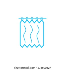 Shower Curtains icon flat. Blue pictogram on white background. Vector illustration symbol