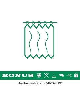 Shower Curtains icon flat. Green pictogram on white background. Vector illustration symbol and bonus button