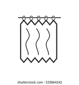 Shower Curtains icon flat. Illustration isolated on white background. Vector grey sign symbol
