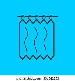 Shower Curtains icon flat. Simple vector black pictogram on blue background