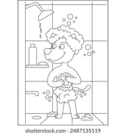 shower dog coloring book page for kids or grown adults coloring book mindful relaxation activity