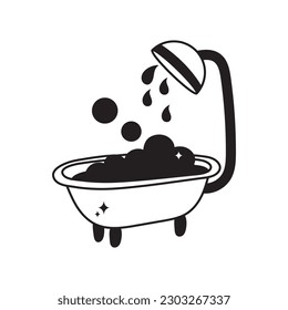 Shower doodle vector outline icon. EPS 10 file