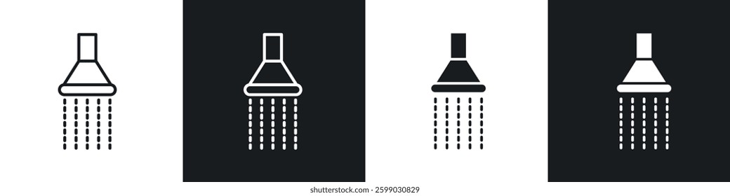Shower down icons in flat and linear vector illustration on white background.