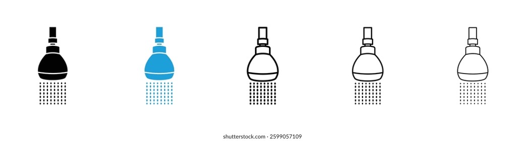 Shower down icons vector illustrations in black and blue colors for web and ui designs