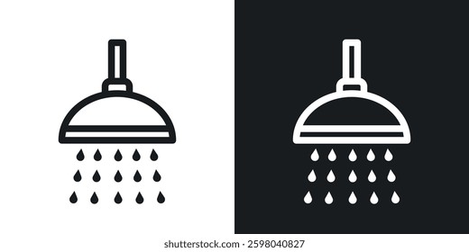 Shower down vector icon set in black and white color.