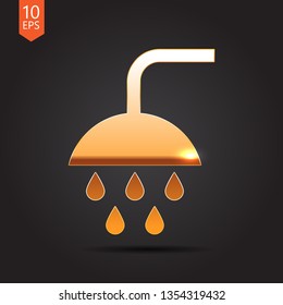 shower with dripping water illustration. Batroom flat vector icon