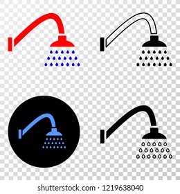 Shower EPS vector pictogram with contour, black and colored versions. Illustration style is flat iconic symbol on chess transparent background.