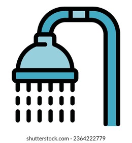 Shower facility icon outline vector. Hotel room. Modern bed color flat