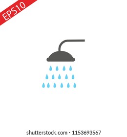 Shower flat colored line icon. eps 10