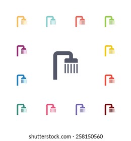 shower flat icons set. Open colorful buttons 