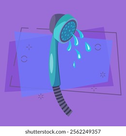 Shower flat illustration. Shower room, bathing, hotel services. Bathroom concept. Vector illustration can be used for topics like hygiene, healthcare, public services