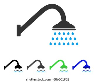 Shower flat vector illustration. Colored shower gray, black, blue, green icon versions. Flat icon style for web design.