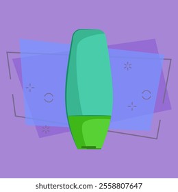 Shower gel bottle. Green plastic container, conditioner, shampoo. Vector illustration can be used for topics like plastic trash, bathroom, hygiene