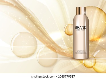 Shower Gel Bottle Template for Ads or Magazine Background. 3D Realistic Vector Iillustration. EPS10