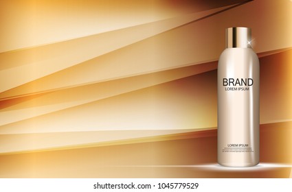 Shower Gel Bottle Template for Ads or Magazine Background. 3D Realistic Vector Iillustration. EPS10