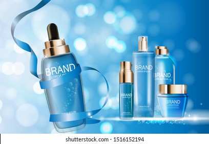 Shower Gel Bottle Template for Ads or Magazine Background. 3D Realistic Vector Iillustration. EPS10