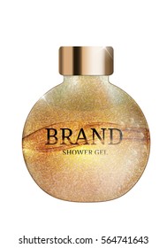 Shower Gel Bottle Template for Ads or Magazine Background. 3D Realistic Vector Iillustration. EPS10