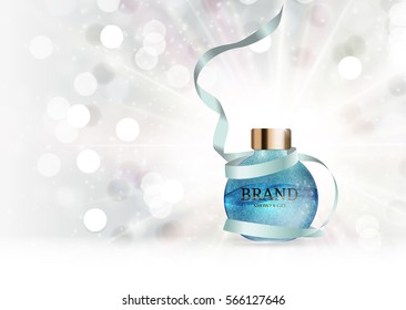 Shower Gel Bottle Template for Ads or Magazine Background. 3D Realistic Vector Iillustration. EPS10