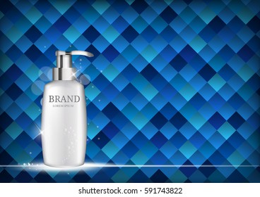 Shower Gel Bottle Template for Ads or Magazine Background. 3D Realistic Vector Iillustration. EPS10