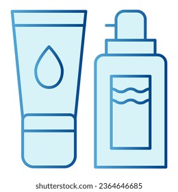 Shower gel and cream flat icon. Dispenser and skin cream blue icons in trendy flat style. Cosmetic bottles gradient style design, designed for web and app. Eps 10