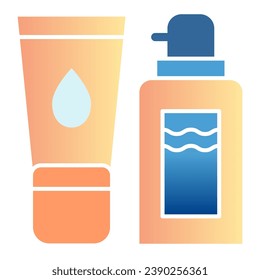 Shower gel and cream flat icon. Dispenser and skin cream color icons in trendy flat style. Cosmetic bottles gradient style design, designed for web and app. Eps 10