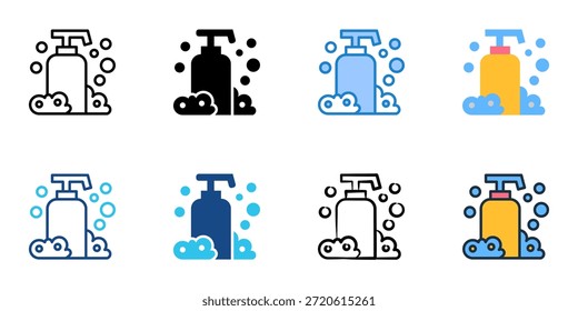 Iconos de gel de ducha establecen colección de estilo múltiple. Trazo editable 
