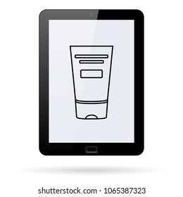 shower gel line vector iconon a realistic tablet. Flat design style