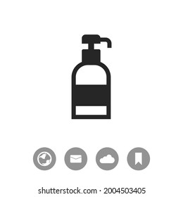 Gel de ducha, jabón líquido, loción, crema, champú, ilustración de diseño plano de espuma de baño. Icono de vector simple.