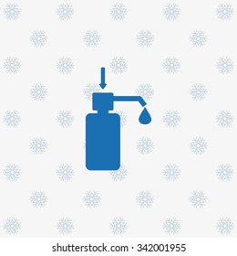 Shower Gel, Liquid Soap, Lotion, Cream, Shampoo, Bath Foam. icon. vector design ground with snowflakes