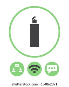 Shower Gel, Liquid Soap, Lotion, Cream, Shampoo, Bath Foam. Vector icon.