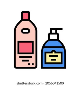 shower gel, soap and cream bottles color icon vector. shower gel, soap and cream bottles sign. isolated symbol illustration