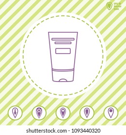 shower gel tube line vector icon. Flat design style