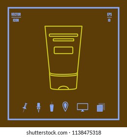 shower gel tube line vector icon. Flat design style
