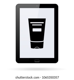 shower gel vector icon on a realistic tablet. Flat design style