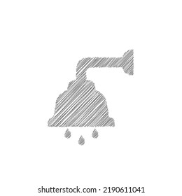Icono del vector de esbozo gris de ducha. Símbolo de página de icono de ducha para el diseño de su sitio web