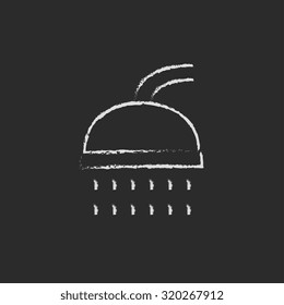 Shower hand drawn in chalk on a blackboard vector white icon isolated on a black background.