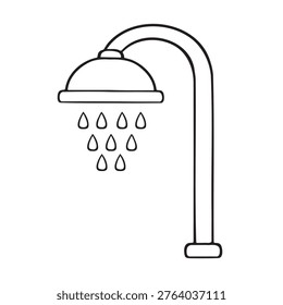 Shower with hand shower head monochrome line art