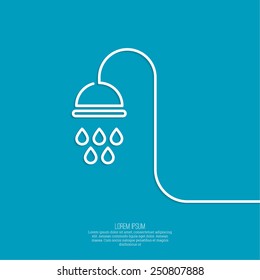 Shower handle with water drops. 