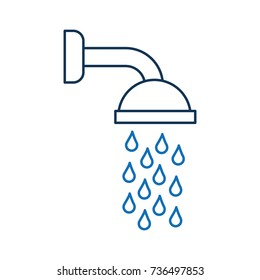 shower head in bathroom with water drops flowing